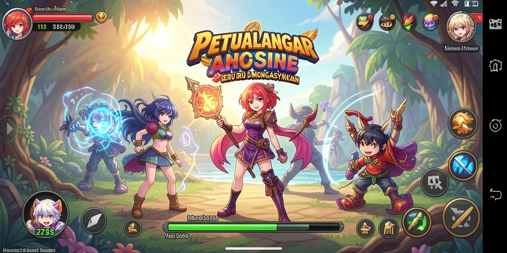 Screenshot gameplay menunjukkan aksi seru dalam dunia Anime.