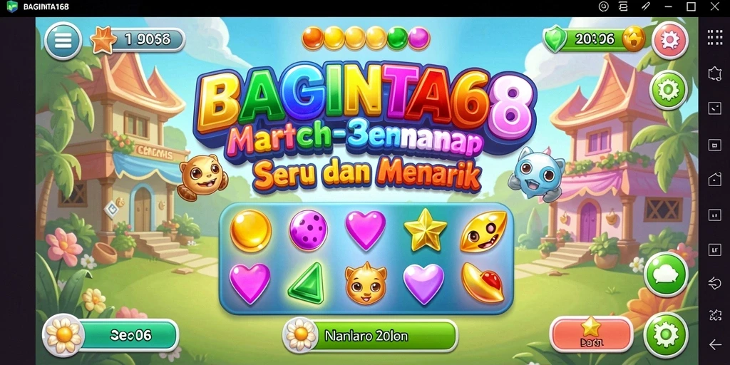 Tampilan gameplay seru BAGINTA168 dengan tantangan Match-3.