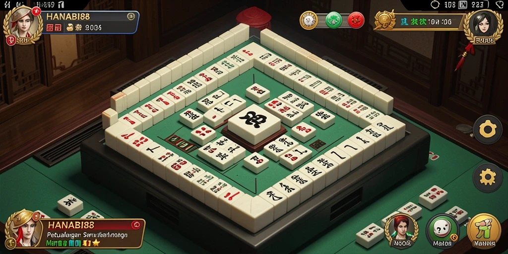 Screenshot utama HANABI88 menampilkan gameplay Mahjong yang seru.