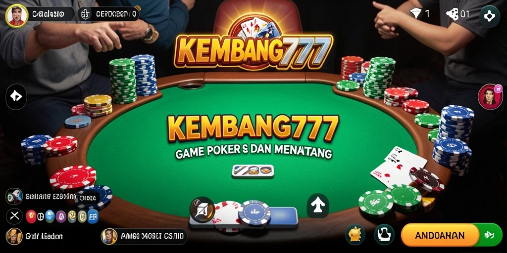 Tampilan utama gameplay KEMBANG777 dengan meja poker yang menarik.