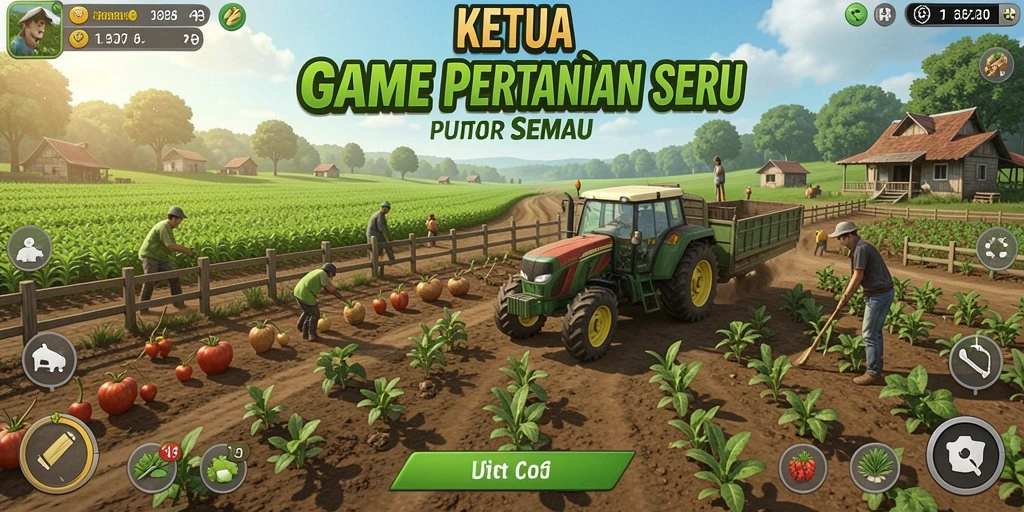 Tampilan gameplay KETUA menampilkan aktivitas pertanian yang seru dan interaktif.