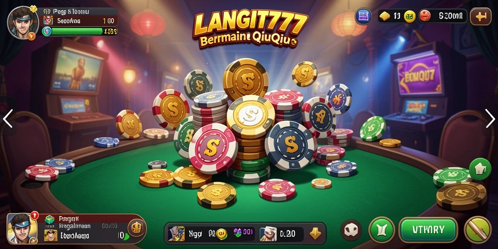 Screenshot LANGIT777 menampilkan aksi seru dalam permainan QiuQiu.