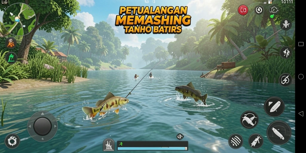 Menampilkan momen mendebarkan saat menangkap ikan di LG111.
