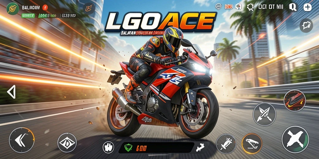Gameplay LGOACE yang seru dan penuh aksi balap motor.