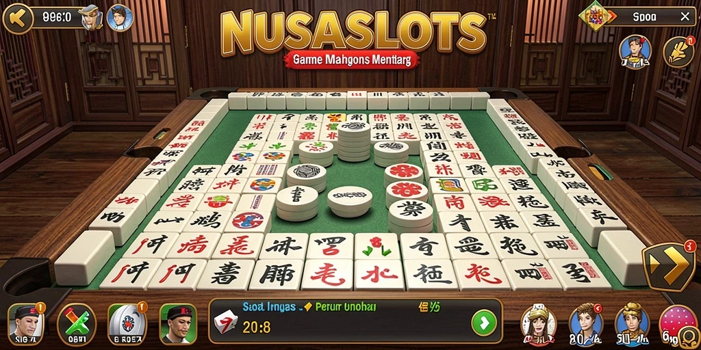 Gameplay seru NUSASLOTS dengan elemen Mahjong menarik.