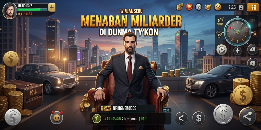 Tampilan utama gameplay RK55 yang menampilkan strategi Tycoon.