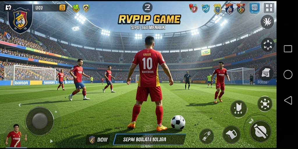 Tampilan screenshot gameplay <strong>RVIP</strong> menampilkan aksi menegangkan dalam pertandingan sepak bola.