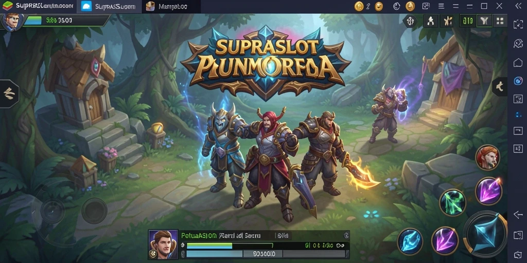 Tangkapan layar gameplay SUPRASLOT menampilkan pertempuran epik di dunia MMORPG.