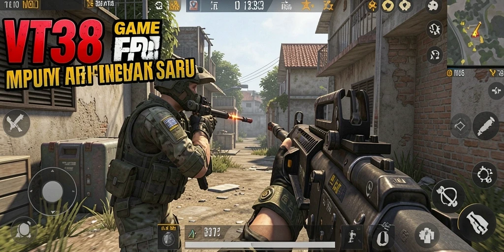 Tampilan seru dari pertarungan mendebarkan di VT38 dengan gameplay FPS yang intens.